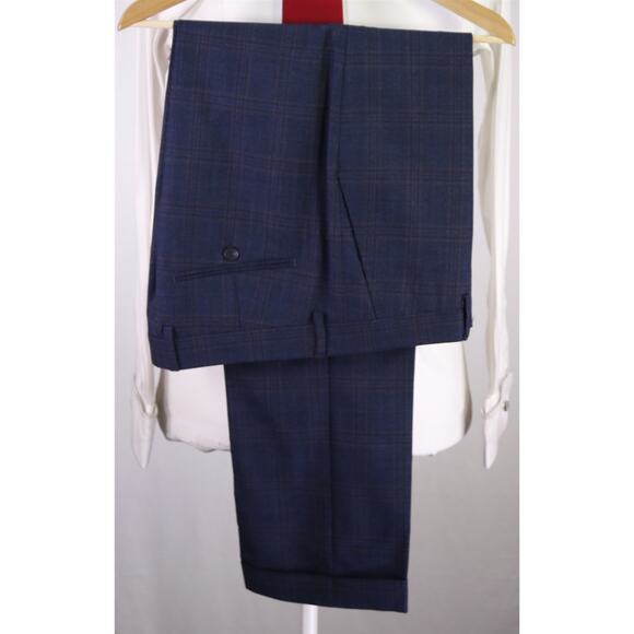 Karl Lagerfeld Paris Navy Blue Windowpane 2-Btn Wool Suit 42R - Picture 10 of 10